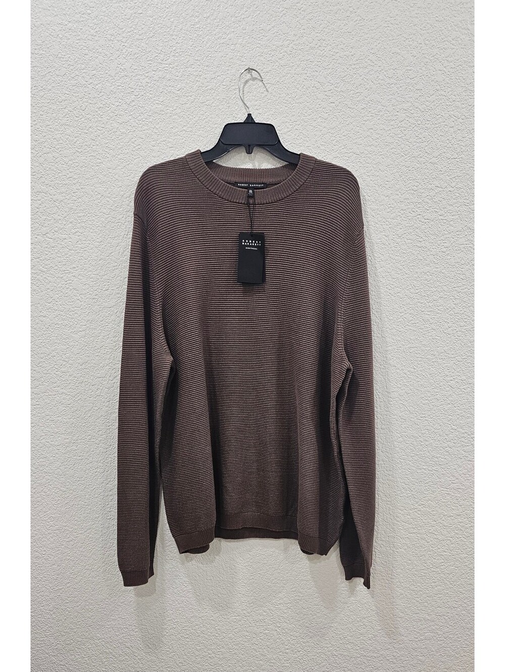 Robert Barakett Cassidy Men’s XXL Brown Textured Stripe Crewneck Sweater NWT